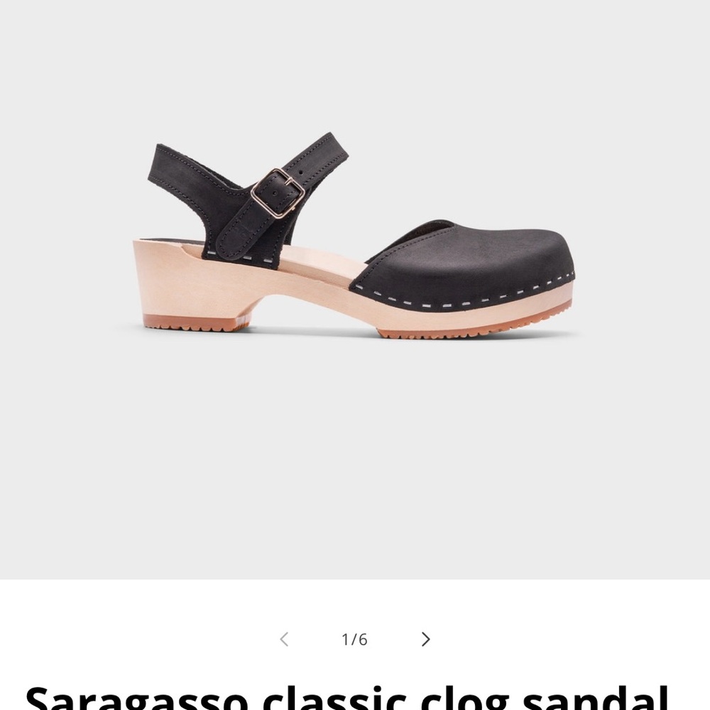 Sandgren Clog Blk Leather Great preowned Size 39/8.5